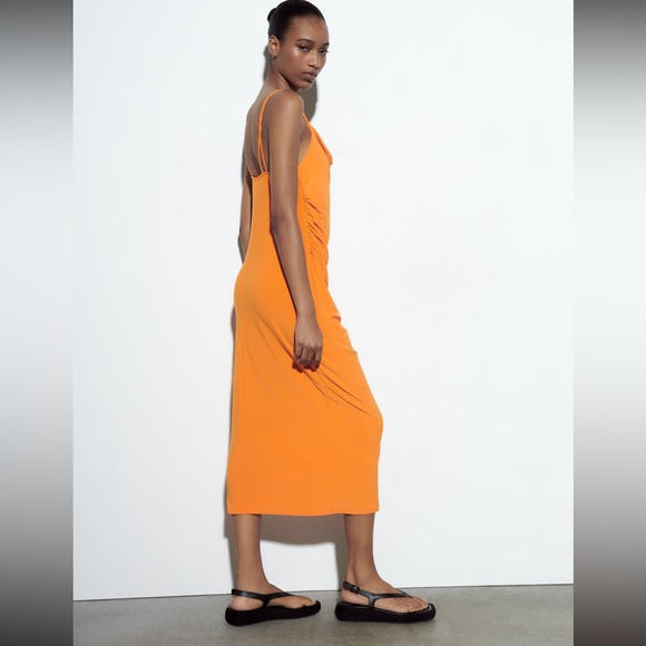 NWT Zara dress with draped neckline - Picture 6 of 7